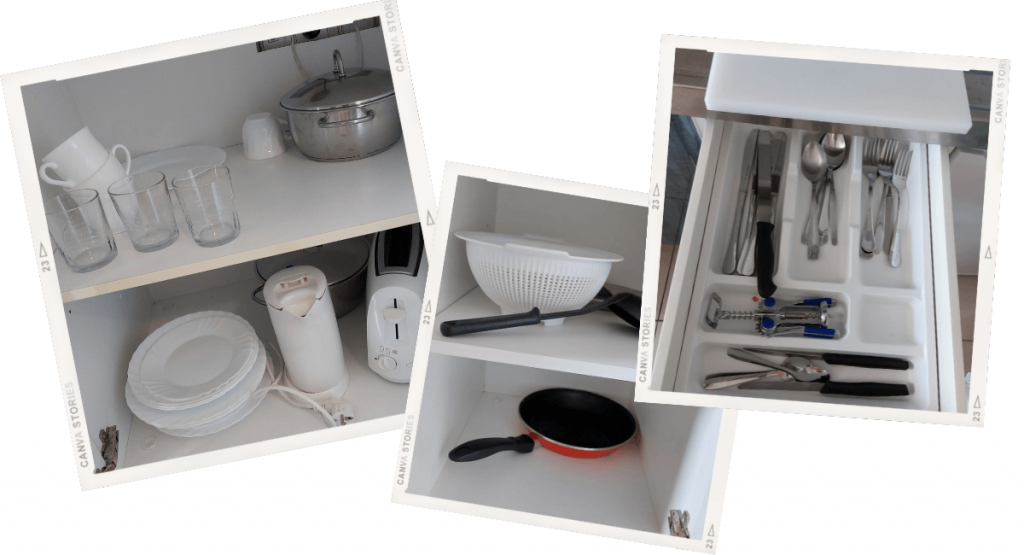 Costa Encantada Hotel, Lloret de Mar review - the kitchen cupboards contain some basic cooking equipment