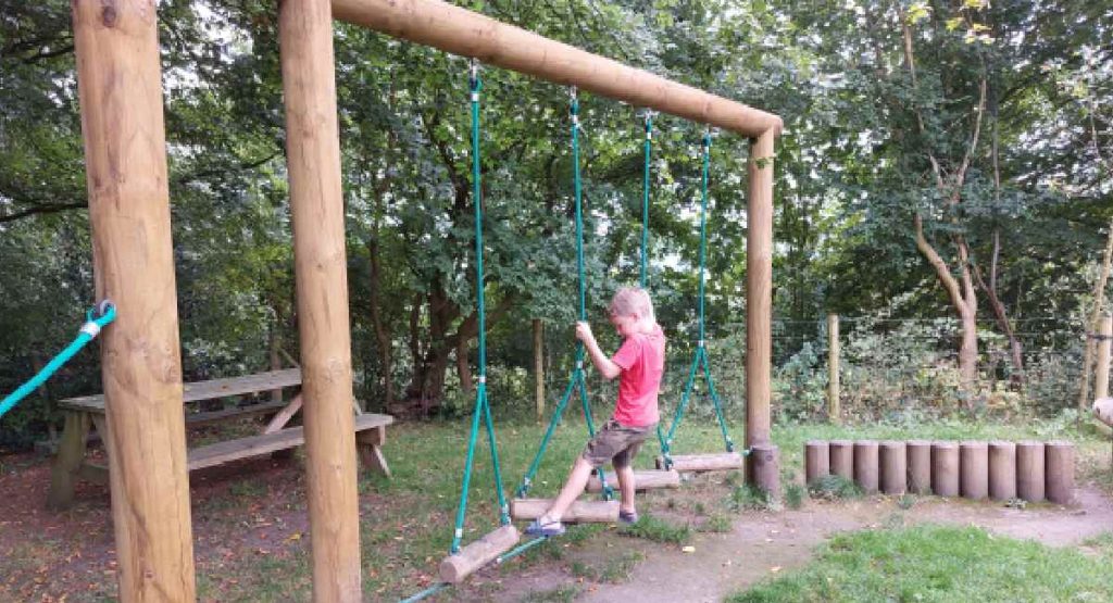East Riddlesden Hall children's play area - wooden trim trail